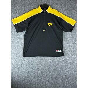 Nike Team Iowa Hawkeyes Mens XL 1/4 Zip Short Sleeve Pullover Black Gold Shirt‎